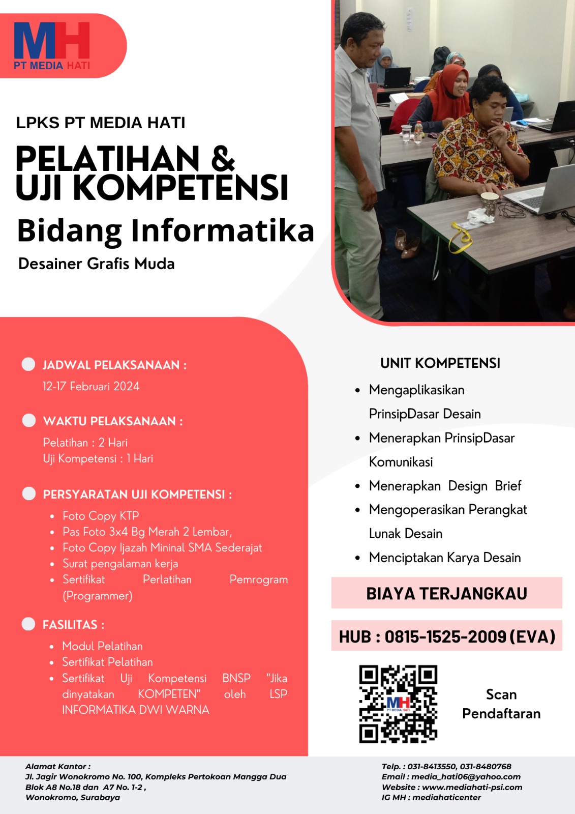 Info Pelatihan dan Uji Kompetensi Tanggal 12 - 17 Februari 2024.